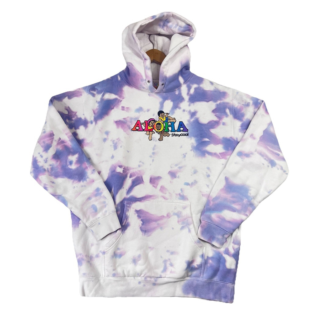 Stay Cool NYC Aloha Tie Dyed Mens Hoodie Size Medium Purple
